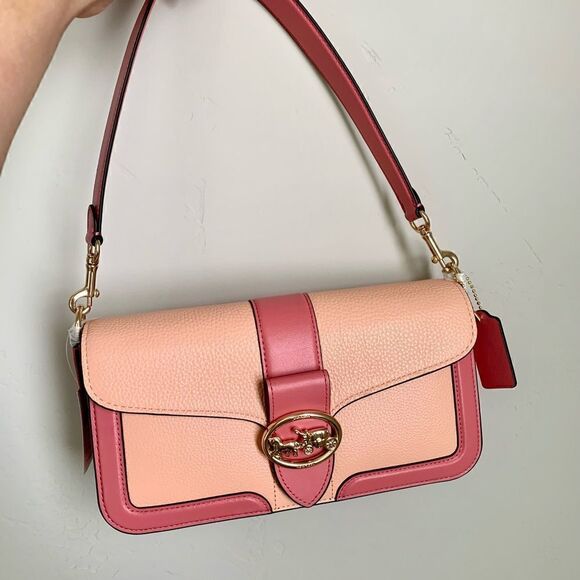 New Coach Genuine Leather Shoulder Bag In Colorblock - Picture 2 of 16